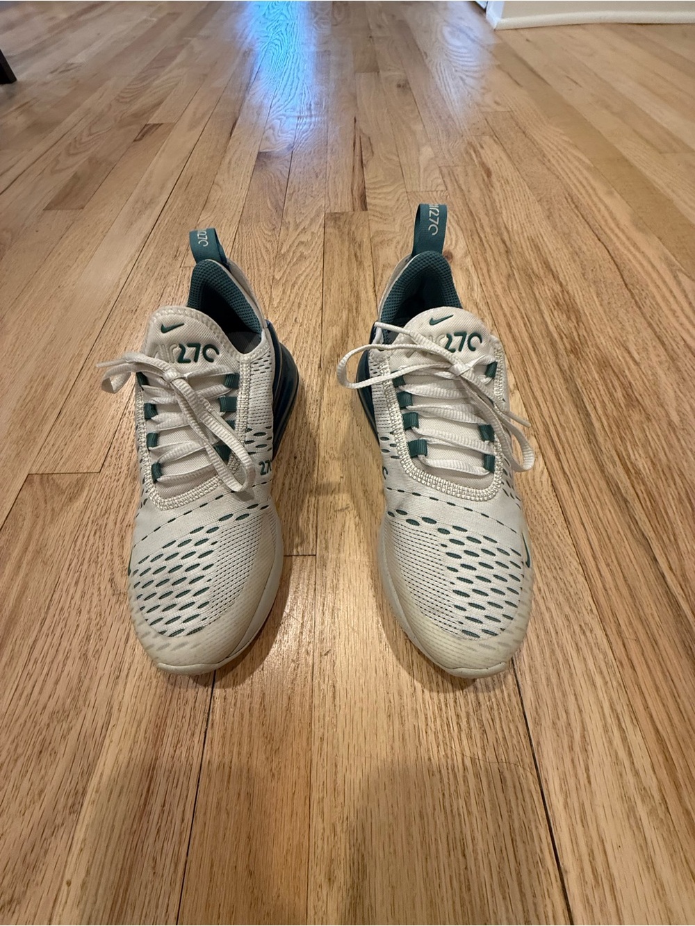 Nike Kids Air Max 270 React White Teal Lace-Up Sneakers